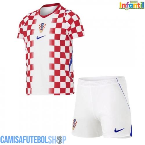 Camisa de time de futebol Croácia Replicas 1º Equipamento Infantil Mundo 2026 Manga Curta (+ Calças curtas)